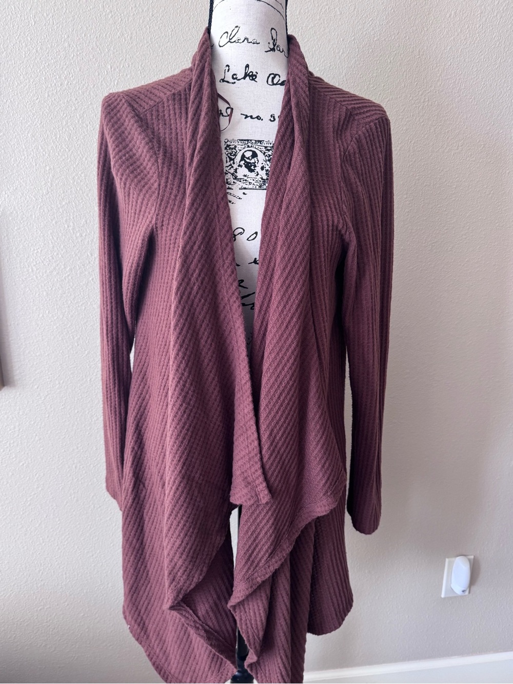 Lush brown super soft Open-Front Draped Cardigan